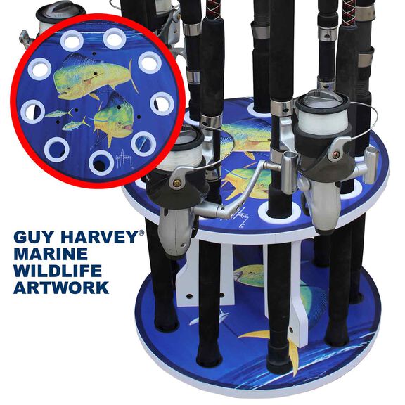 Guy Harvey Mahi Spinning 9 Fishing Rod Storage Rack, Vertical Fishing Pole Rod Holder image number 4