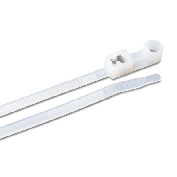 14" White Mounting Self-Cutting Cable Ties, 20-Pack image number 0