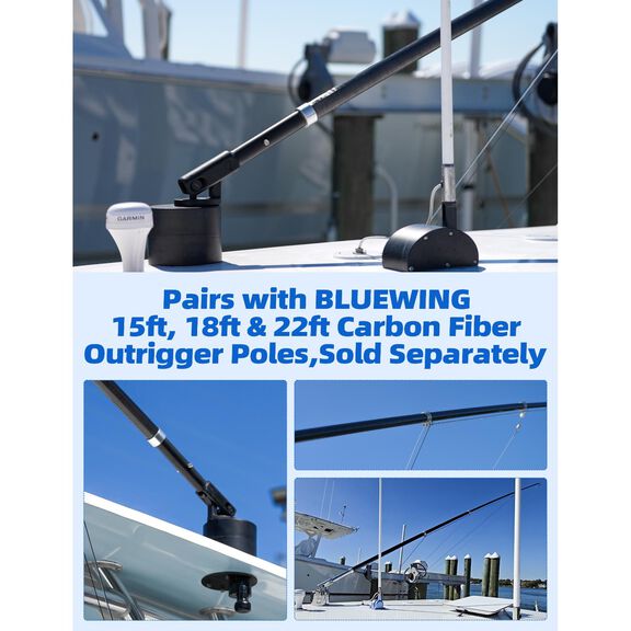 BLUEWING 2-Pack Bluewater Outrigger Base Black - Blue Marlin 98 image number 5