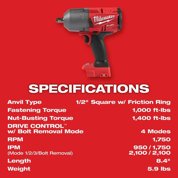 M18 FUEL&trade; High Torque 1/2&rdquo; Impact Wrench with Friction Ring Kit image number 7