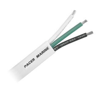 Tinned Copper Flat Triplex Boat Cable, White/Green/Black