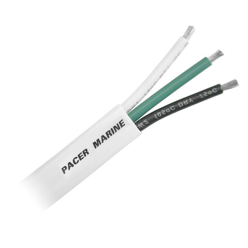 Pacer Marine Tinned Copper Flat Triplex Boat Cable, White/Green/Black | by West Marine