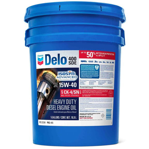 Chevron Delo 400 XLE SB 15W-40, Synthetic Blend, Heavy Duty Diesel Engine Oil image number 0