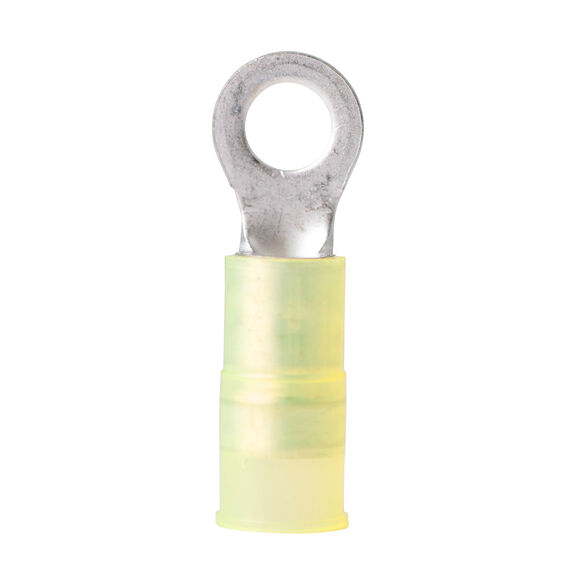 12-10 AWG Nylon Ring Terminals, 1/4", Yellow, 25-Pack image number 0