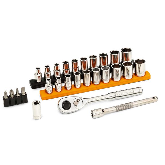 27 Piece 1/4" Drive 12 Point SAE/Metric Mechanics Hand Tool Set image number 0