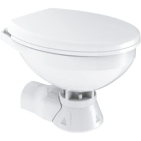 SEAFLO 12V Quiet Flush Electric Marine Toilet, Regular Size, Seawater Macerator, Soft Close Seat image number 2