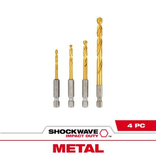 SHOCKWAVE&trade; RED HELIX&trade; Titanium Drill Bit Set, 4 Piece