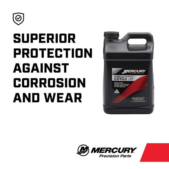 Mercury 858028K01 Premium Plus TC-W3 2-Stroke Marine Engine Oil Synthetic Blend for Outboards, 2.5 Gallons image number 2