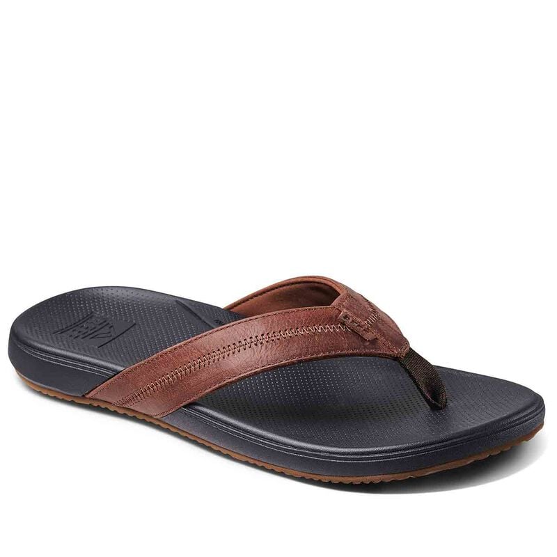 Reef Men's Cushion Phantom 2.0 Leather Flip-Flop Sandals, in Brown/Black, Size 13 | by West Marine