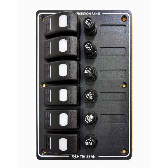 6 Position Water-Resistant Switch Panel with Fuses image number 0
