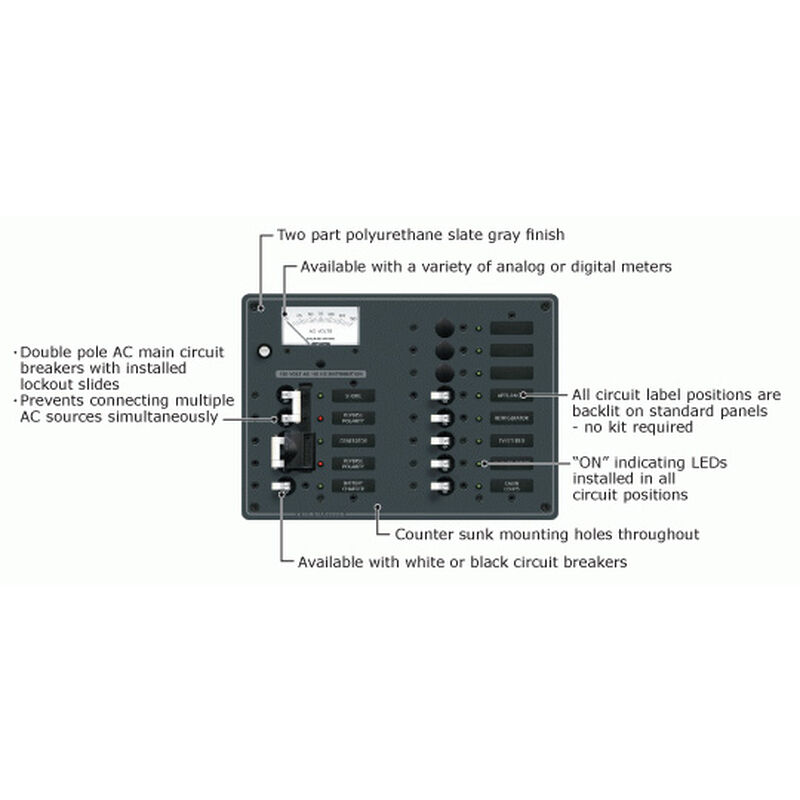 BLUE SEA SYSTEMS 120V ASeries Source Selection Toggle Circuit Breaker Panels West Marine