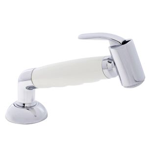 Deck-Mount Sprayer Hammer-Head Warm White Sprayer w/Elbow, 10' White Rubber Hose, Elite Holder