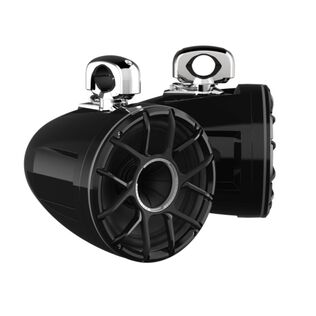 REV 10 HD Black 10" Marine Tower Speakers with XZ-B Grille & RGB LED Rings (Pair)