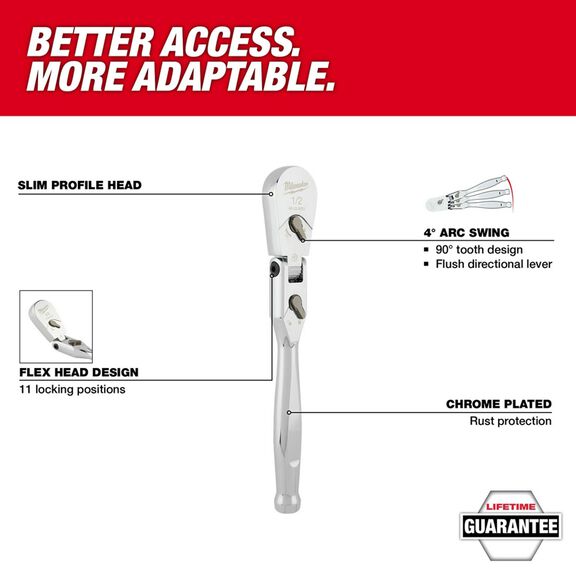 1/2" Drive 11" Flex Head Ratchet image number 1
