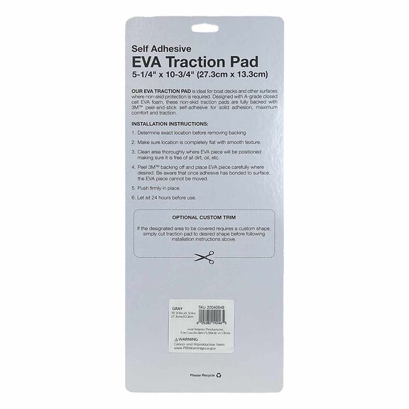 EVA Foam Traction Pad Gray Diamond 10.75" x 5.25" image number 1