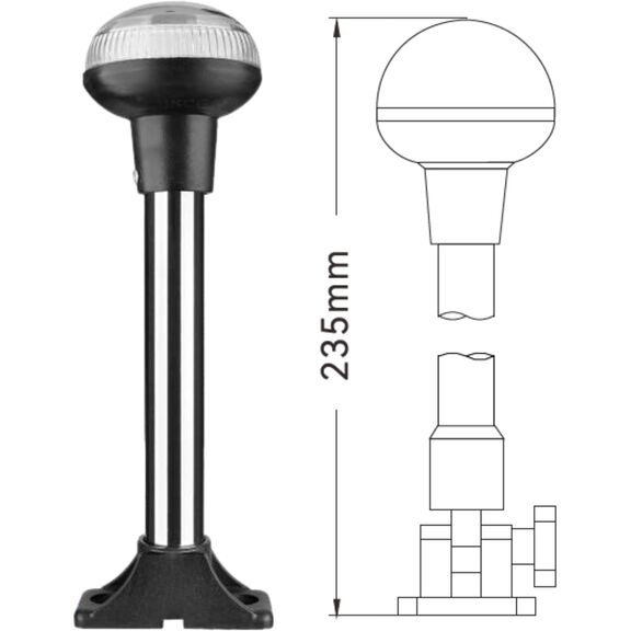 SEAFLO 02 Series 9 In All-Around LED Pole Navigation Light 12V for Boats Up to 65 Ft image number 1