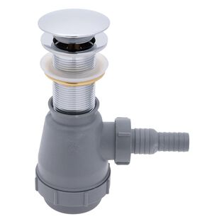 1-3/4" Drain, Touch Trap Sink Drain with Cover no Overflow, 3/4" & 1" Hose Barb Chrome