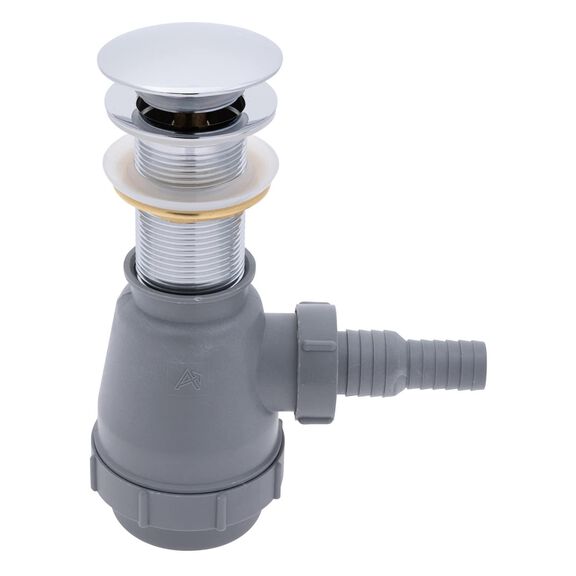 1-3/4" Drain, Touch Trap Sink Drain with Cover no Overflow, 3/4" & 1" Hose Barb Chrome image number 0