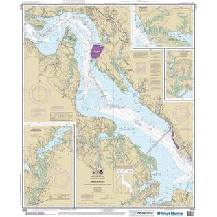 Maptech&reg; NOAA Recreational Waterproof Chart-James River Newport News to Jamestown Island; Back River and College Creek, 12248