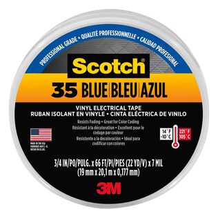 Scotch&reg; Vinyl Electrical Tape 35, 3/4" x 66', Blue