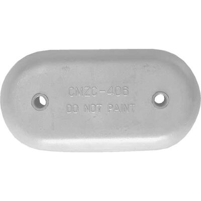 Hull Anode, 8 5/8"L x 4 1/4"W, 1" Thick, 1/2" Dia., 5" Hole Spacing, Aluminum