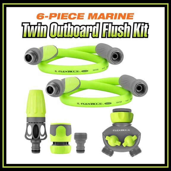 Flexzilla Marine Twin Outboard Flush Kit, 6-Piece 5/8" 3/4" - 11 1/2 GHT image number 3