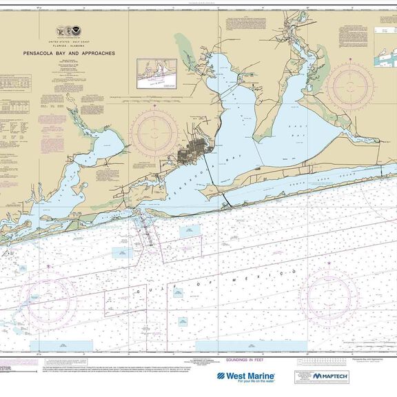 Maptech&reg; NOAA Recreational Waterproof Chart-Pensacola Bay and Approaches, 11382 image number 0