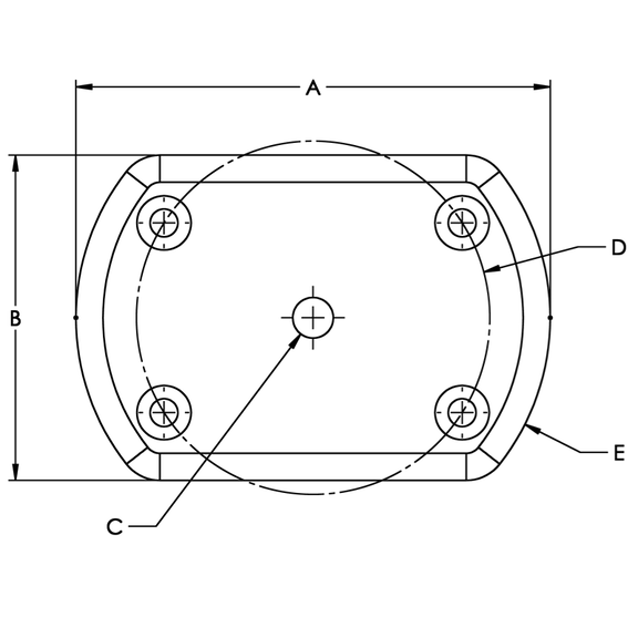 4-3/8" X 3" Radiused Pad, 4-Hole image number 1
