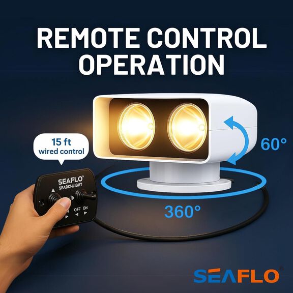 SEAFLO 03 Series 100W Remote Control Halogen Boat Searchlight, White image number 5