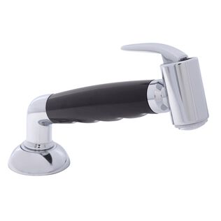Deck-Mount Sprayer Hammer-Head Black Sprayer w/Elbow, 6' Stainless Steel Hose, Elite Holder
