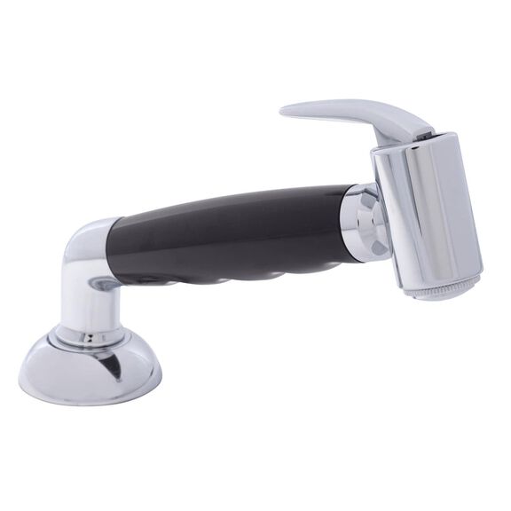 Deck-Mount Sprayer Hammer-Head Black Sprayer w/Elbow, 6' Stainless Steel Hose, Elite Holder image number 0