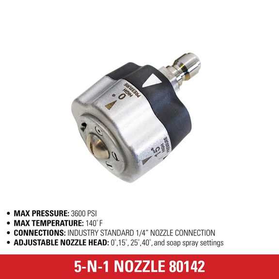 SIMPSON Universal 5-N-1 1/4-Inch Quick Connect, Cold-Water Use Pressure Washer Nozzle image number 1