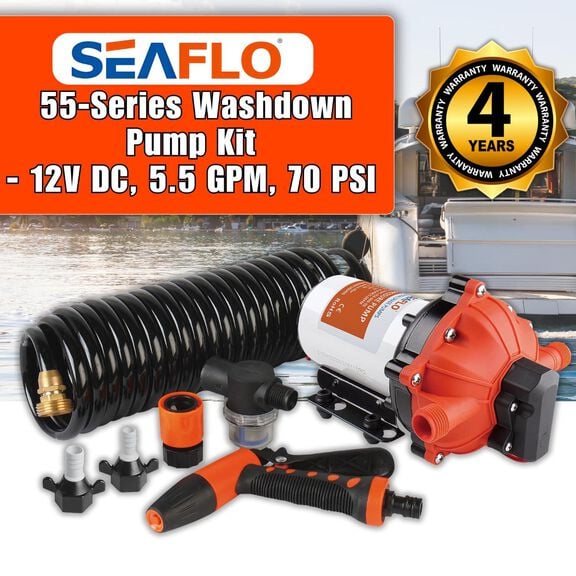 SEAFLO 55-Series Washdown Pump Kit, 12V DC, 5.5 GPM, 70 PSI image number 1