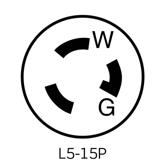 15 Amp 125 Volt Locking Plug, Industrial Grade, Grounding, NEMA L5-15P 2P-3W, Wetguard Watertight image number 3
