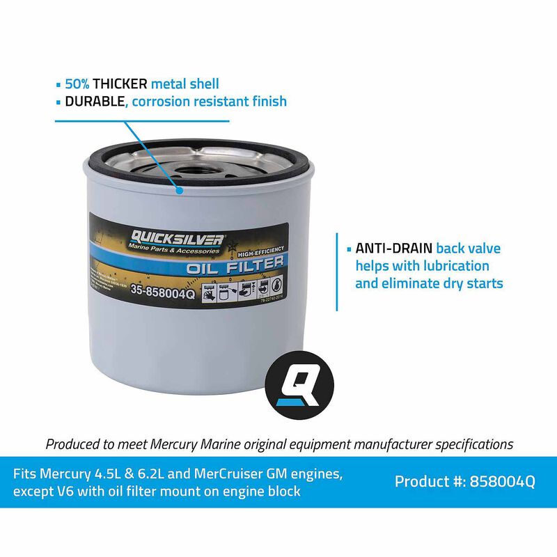 858004Q High Performance Oil Filter, MerCruiser Stern Drive & Inboards Engines image number 2