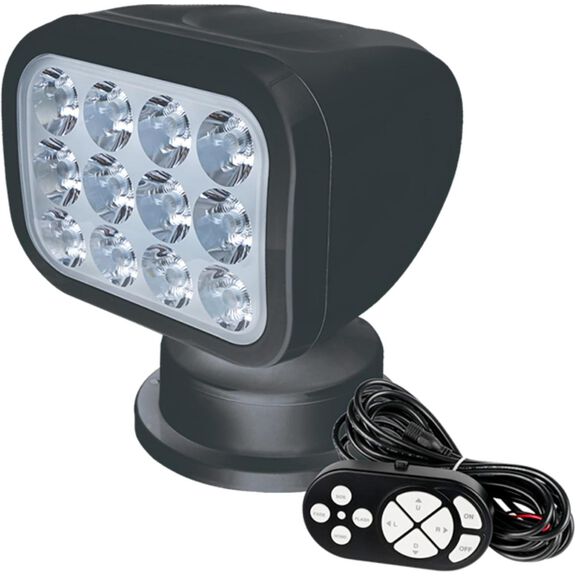 SEAFLO 360&deg; Rotating Remote Control LED Searchlight, 10-30V DC, 2700 Lumens, Wired Remote, Black, 2700K image number 0