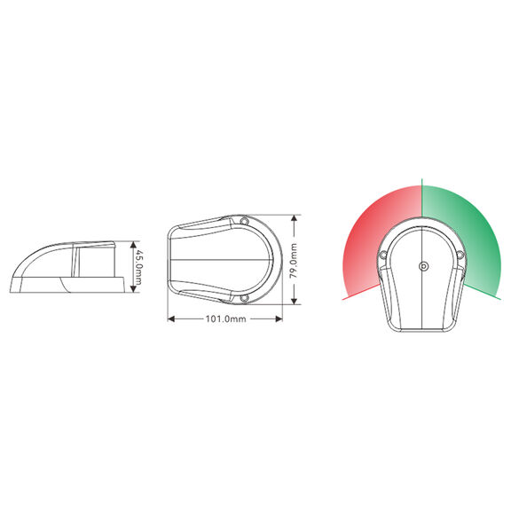 SEAFLO Classic Horizontal Mount Bi-Color Bow Navigation Light, 1 Nautical Mile Visibility image number 2