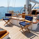 Premium Grade Teak Folding Director's Chair with Navy Sunbrella&reg; Fabric Seat Cushions image number 4