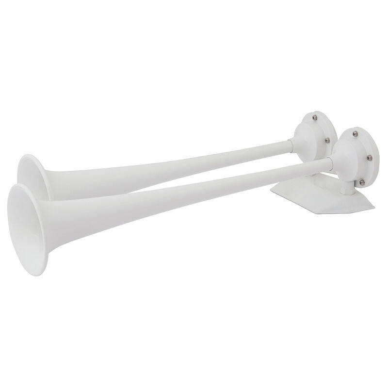 White Epoxy Coated Dual Trumpet Air Horn, 24V image number 0
