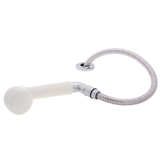 Deck-Mount Sprayer Large Warm White Sprayer No Hook, w/Elbow, 6' Stainless Steel Hose, Low Profile Holder image number 1