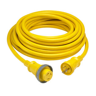 Hubbell Marine Cable, 30A 125V, 50ft, Yellow, with LEDs