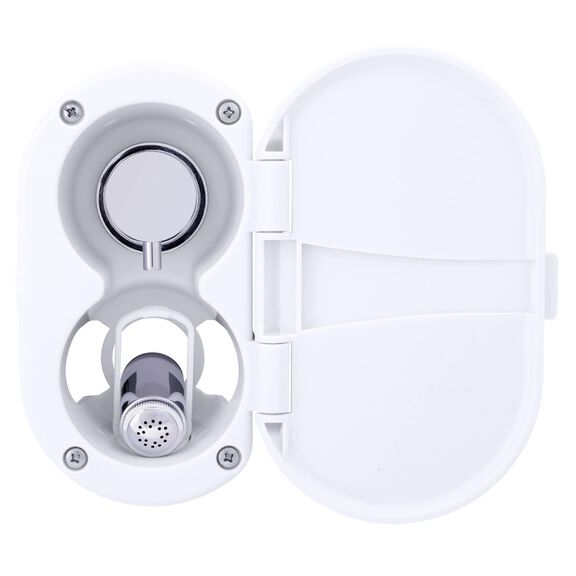 Aidack Transom Shower Hot/Cold Mixer, Arctic White Cup & Lid, Hammer-Head Arctic White Sprayer, 6' White Rubber Hose, Chrome Aidack Handle image number 6