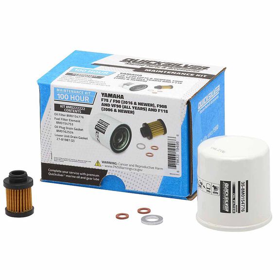Quicksilver 8M0222222 100 Hour Maintenance Kit, Yamaha F75/F90, F90B & VF90 and F115 image number 0