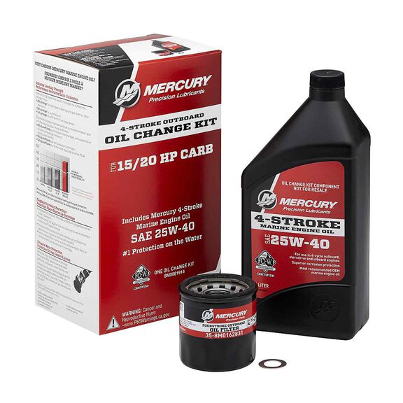 Mercury 8M0081914 SAE 25W-40 4-Stroke Outboard Oil Change Kit for Mercury 15/20hp Carbureted Outboards image number 0