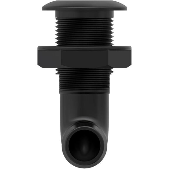SEAFLO 1" Angled Thru Hull Fitting Black with Check Valve Stainless Steel Cap image number 2