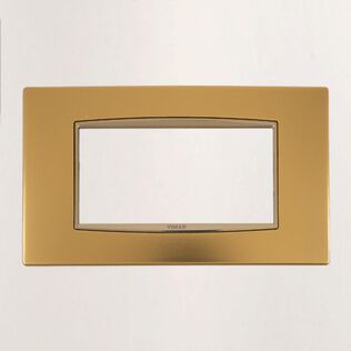 Vimar Eikon 4-Module Classic Cover Plate, Refined Metal, Satin Gold