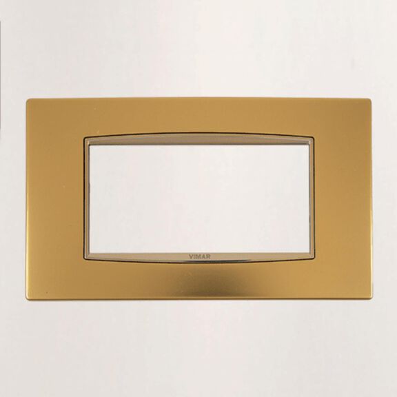 Vimar Eikon 4-Module Classic Cover Plate, Refined Metal, Satin Gold image number 0
