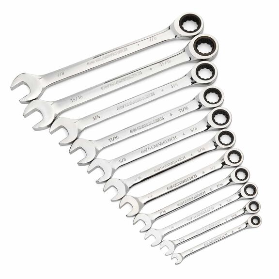 11 Piece SAE Combination Ratcheting Wrench Set image number 0