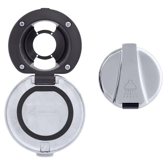 Recessed Cup & Lid Set Stainless Steel Lid w/Gasket / Plastic Cup Black image number 0