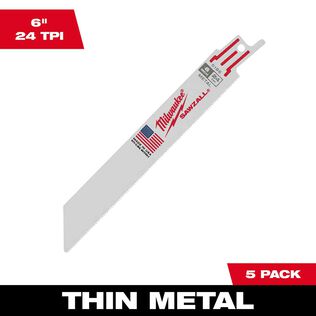6 in. 24 TPI Thin Kerf SAWZALL&reg; Blades, 5 Pack